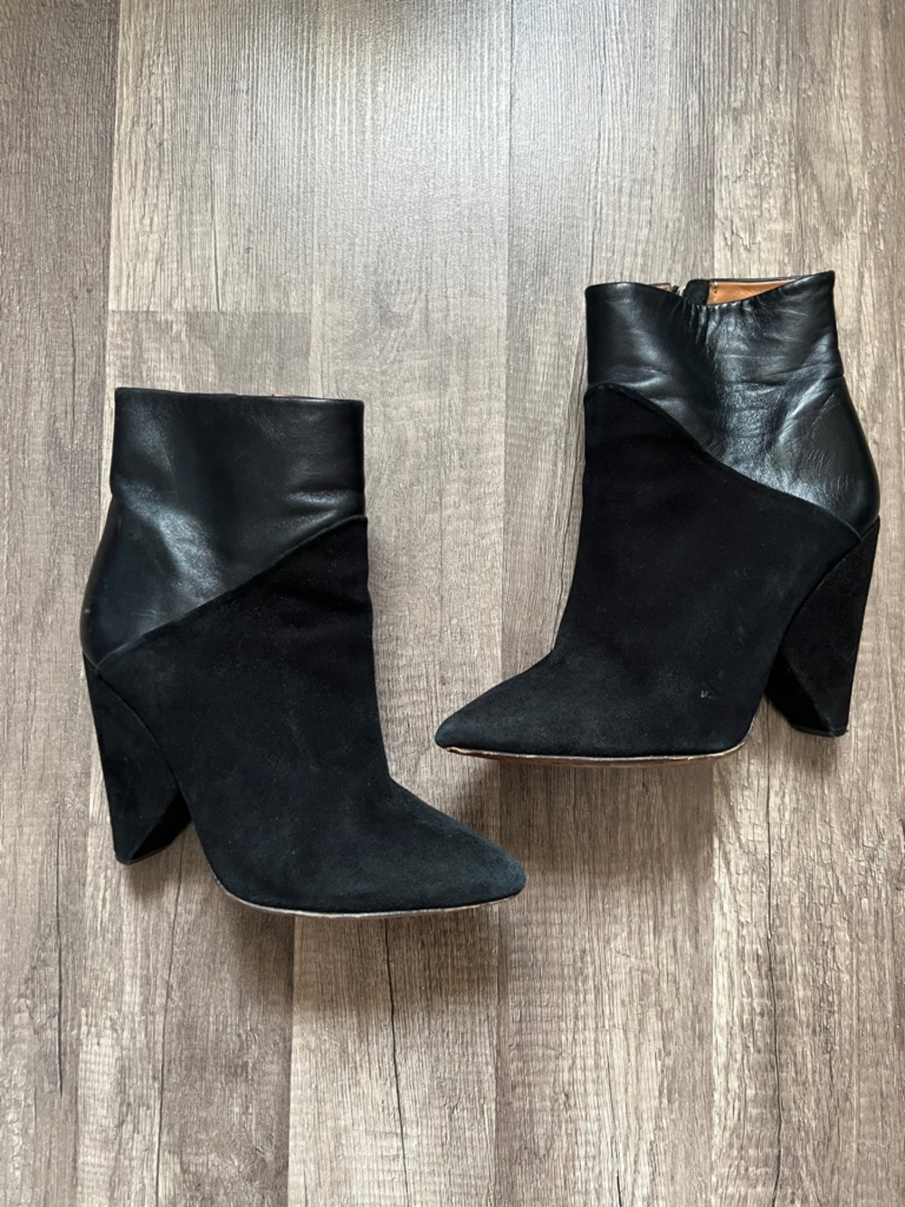 IRO Black Suede & Leather Pointed Ankle Boots
